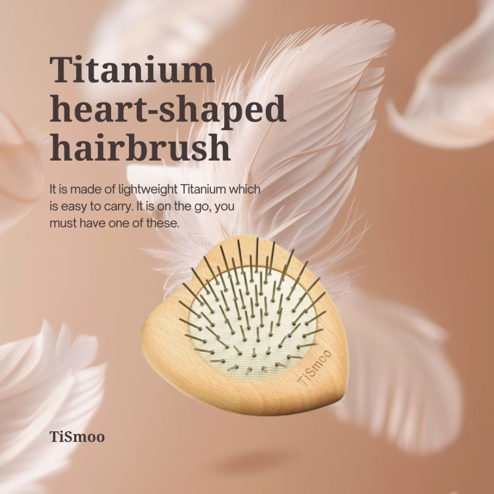 Titanium heart-shaped hairbrush