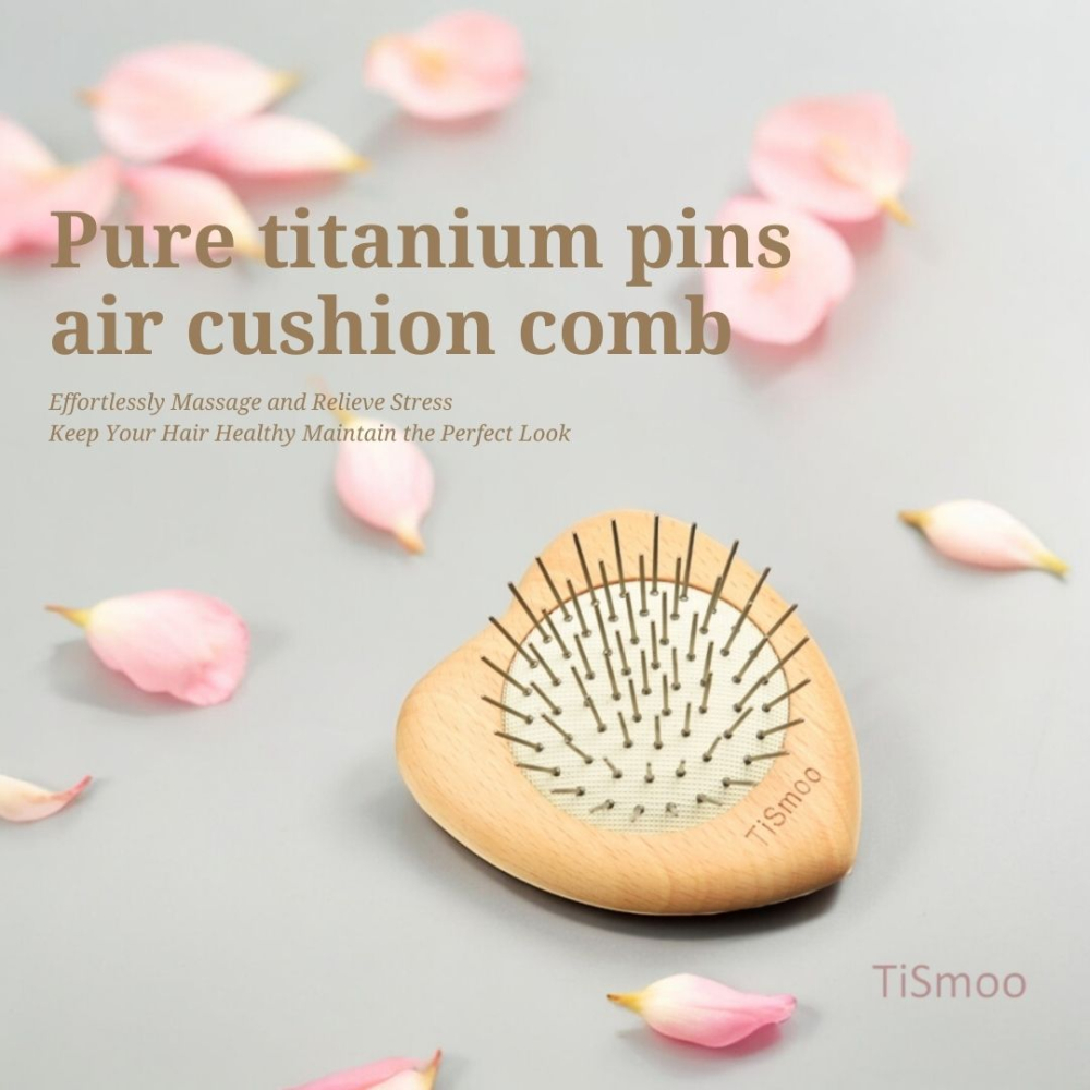 Titanium heart-shaped hairbrush